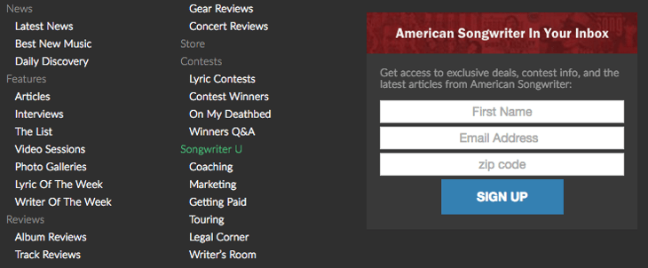 HubSpot – Anatomie einer Website, die Leads generiert – Footer American Songwriters HubSpot – Anatomie einer Website, die Leads generiert – Footer American Songwriters