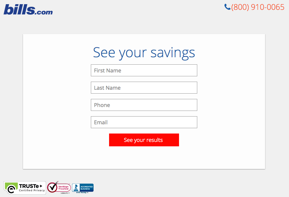 Beispiele für ansprechendes Landing-Page-Design – Bills.com 03 Beispiele für ansprechendes Landing-Page-Design – Bills.com 03