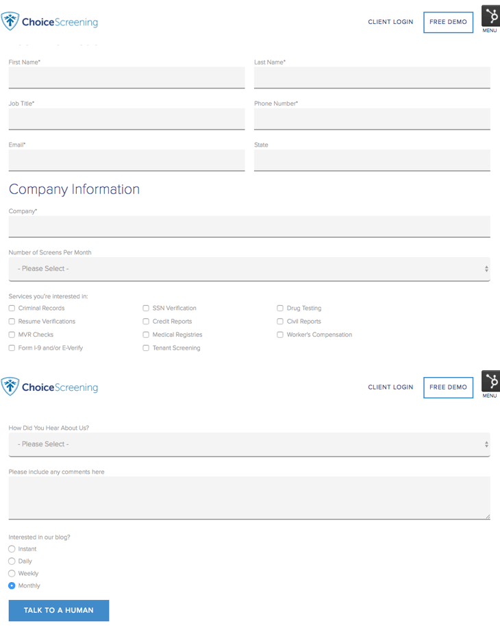 HubSpot – Anatomie einer Website, die Leads generiert – Choice Screening Kontaktformular HubSpot – Anatomie einer Website, die Leads generiert – Choice Screening Kontaktformular
