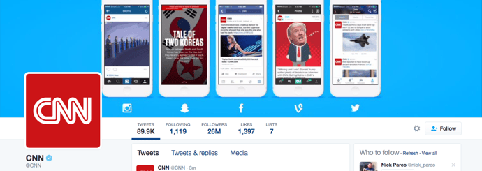 Beispiel eines gelungenen Twitter-Titelbilds - CNN Beispiel eines gelungenen Twitter-Titelbilds - CNN