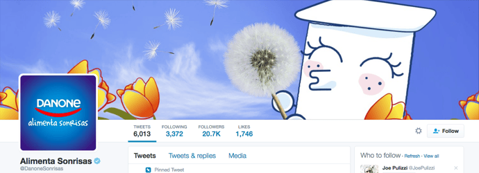 Beispiel eines gelungenen Twitter-Titelbilds - Danone Beispiel eines gelungenen Twitter-Titelbilds - Danone