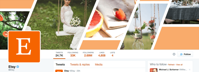 Beispiel eines gelungenen Twitter-Titelbilds - Etsy Beispiel eines gelungenen Twitter-Titelbilds - Etsy