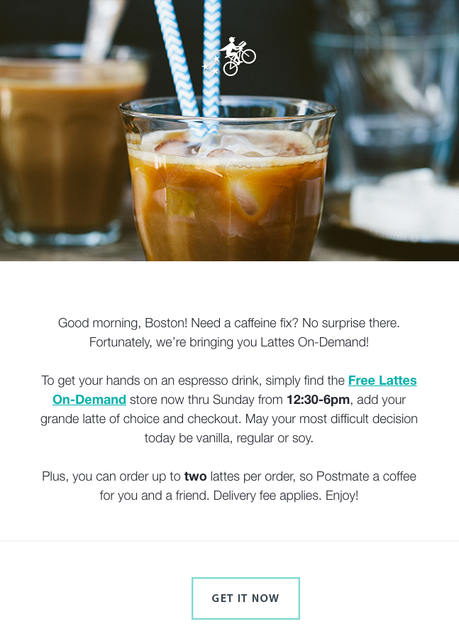 HubSpot - Ansprechende Marketing-E-Mails schreiben - Beispiel von Postmates HubSpot - Ansprechende Marketing-E-Mails schreiben - Beispiel von Postmates