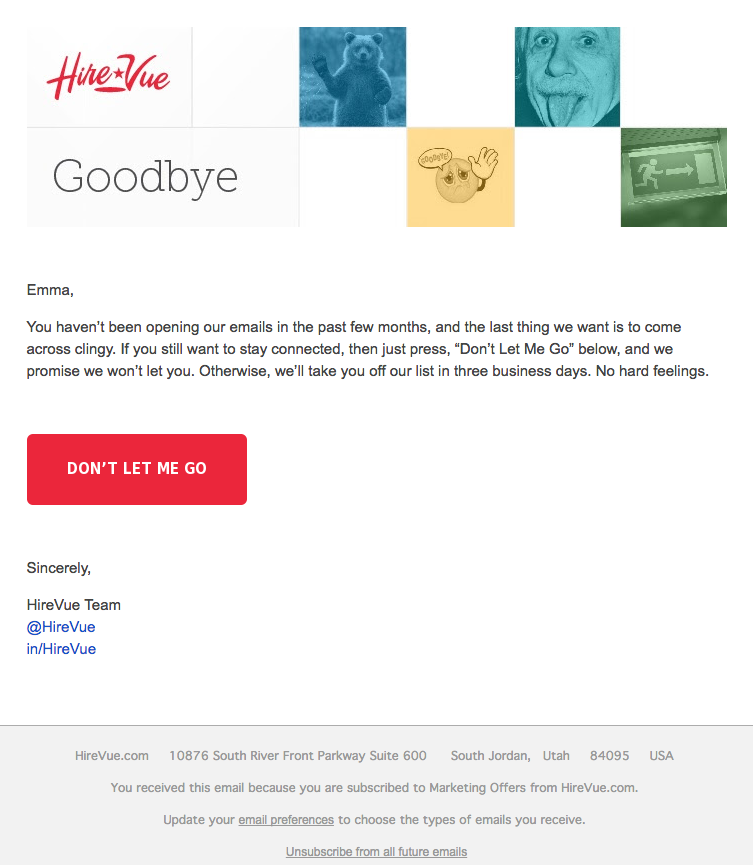 Beispiele herausragender E-Mail-Marketing-Kampagnen – HireVue