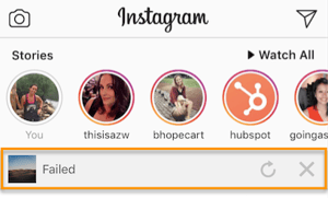 Foto-Upload auf Instagram fehlgeschlagen Foto-Upload auf Instagram fehlgeschlagen