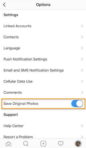 Die Option „Originalfotos speichern“ in Instagram Die Option „Originalfotos speichern“ in Instagram