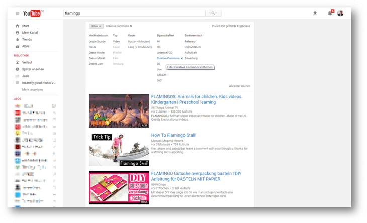 Creative-Commons-Suchergebnisse bei YouTube Creative-Commons-Suchergebnisse bei YouTube