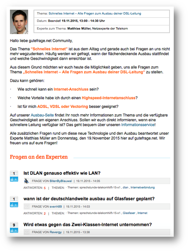 gutefrage.net Beispiel – Matthias Müller, Telekom gutefrage.net Beispiel – Matthias Müller, Telekom
