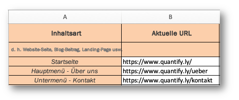 On-Page-Optimierung mit Vorlage Schritt 2