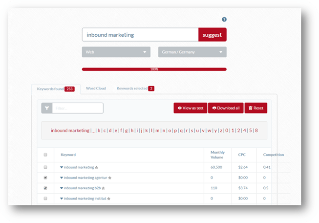 Keyword Recherche mit übersuggest Keyword Recherche mit übersuggest