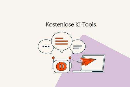 Roboter steht neben Laptop symbolisierend für kostenlose KI-Tools