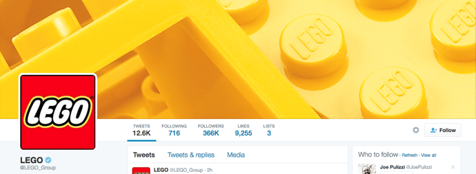 Beispiel eines gelungenen Twitter-Titelbilds - LEGO