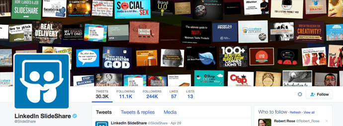 Beispiel eines gelungenen Twitter-Titelbilds - LinkedIn SlideShare Beispiel eines gelungenen Twitter-Titelbilds - LinkedIn SlideShare