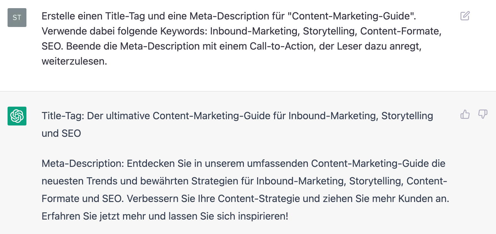 ChatGPT-Prompt für Title Tag und Meta Description