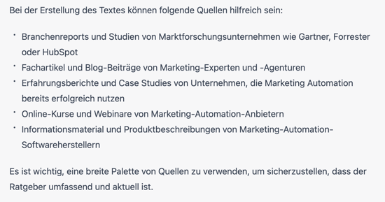 ChatGPT Prompt zum Finden von Content-Ideen