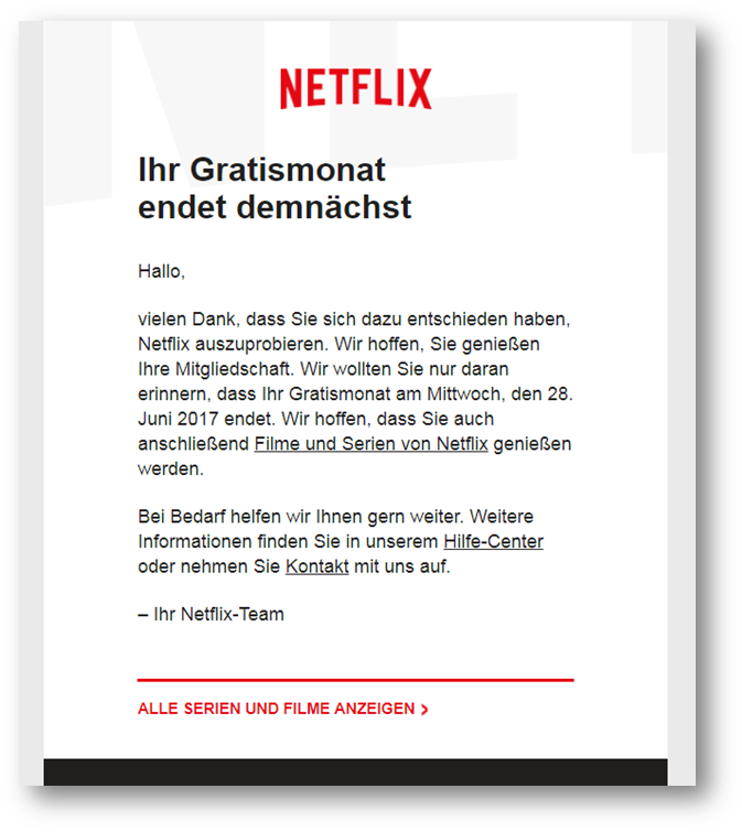 Netflix E-Mail-Marketing