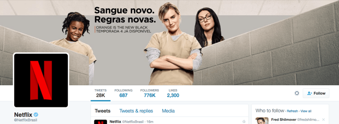 Beispiel eines gelungenen Twitter-Titelbilds - Netflix Brasilien