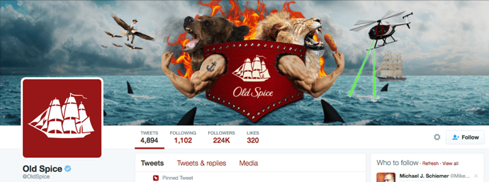 Beispiel eines gelungenen Twitter-Titelbilds - Old Spice Beispiel eines gelungenen Twitter-Titelbilds - Old Spice