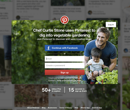 CTA zur Anmeldung bei Pinterest