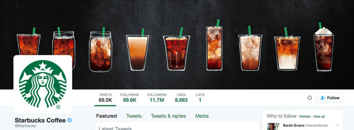 Beispiel eines gelungenen Twitter-Titelbilds - Starbucks