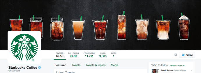 Beispiel eines gelungenen Twitter-Titelbilds - Starbucks Beispiel eines gelungenen Twitter-Titelbilds - Starbucks