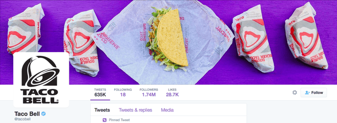 Beispiel eines gelungenen Twitter-Titelbilds - Taco Bell Beispiel eines gelungenen Twitter-Titelbilds - Taco Bell