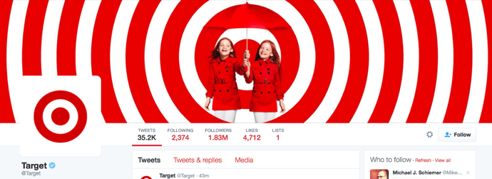 Beispiel eines gelungenen Twitter-Titelbilds - Target Beispiel eines gelungenen Twitter-Titelbilds - Target
