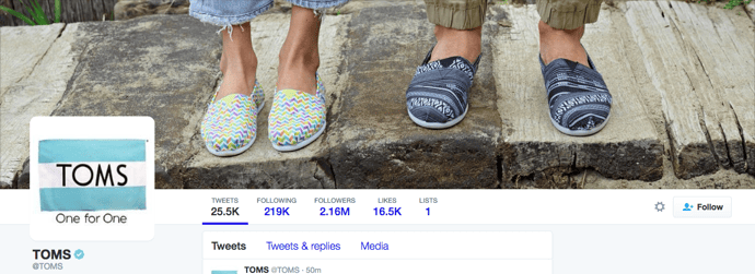 Beispiel eines gelungenen Twitter-Titelbilds - TOMS Beispiel eines gelungenen Twitter-Titelbilds - TOMS
