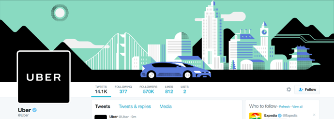 Beispiel eines gelungenen Twitter-Titelbilds - Uber Beispiel eines gelungenen Twitter-Titelbilds - Uber