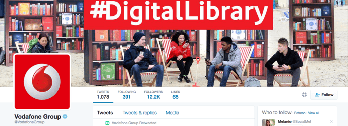 Beispiel eines gelungenen Twitter-Titelbilds - Vodafone Group Beispiel eines gelungenen Twitter-Titelbilds - Vodafone Group