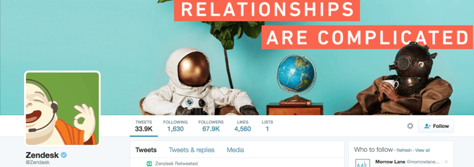 Beispiel eines gelungenen Twitter-Titelbilds - Zendesk Beispiel eines gelungenen Twitter-Titelbilds - Zendesk