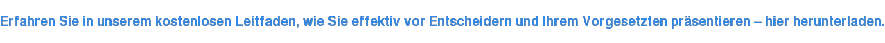Erfahren Sie in unserem kostenlosen Leitfaden, wie Sie effektiv vor Entscheidern und Ihrem Vorgesetzten präsentieren – hier herunterladen.