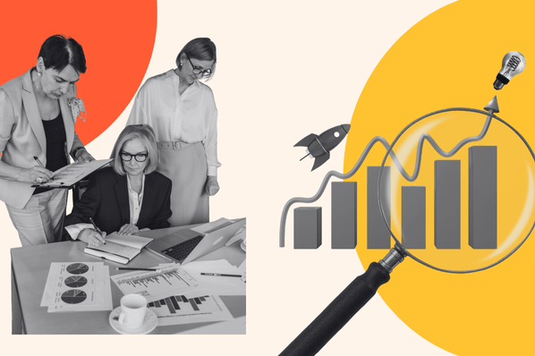 Personen schauen sich KI-Statistiken an