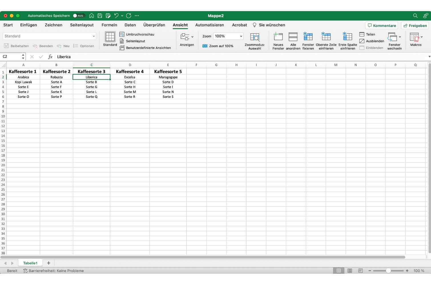 Screenshot von Microsoft Excel, wie man Spalten markiert.