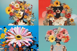 Ein von Midjourney generiertes Bild mit Permutation-Prompt, das Blumen zeigt.