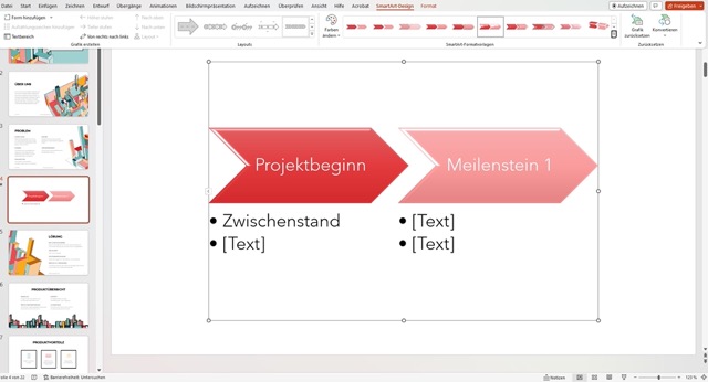 Screenshot von PowerPoint, um die Grafik zu individualisieren.