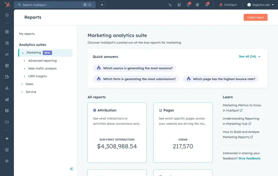 KI-gestützte E-Mail-Marketingtools: HubSpot