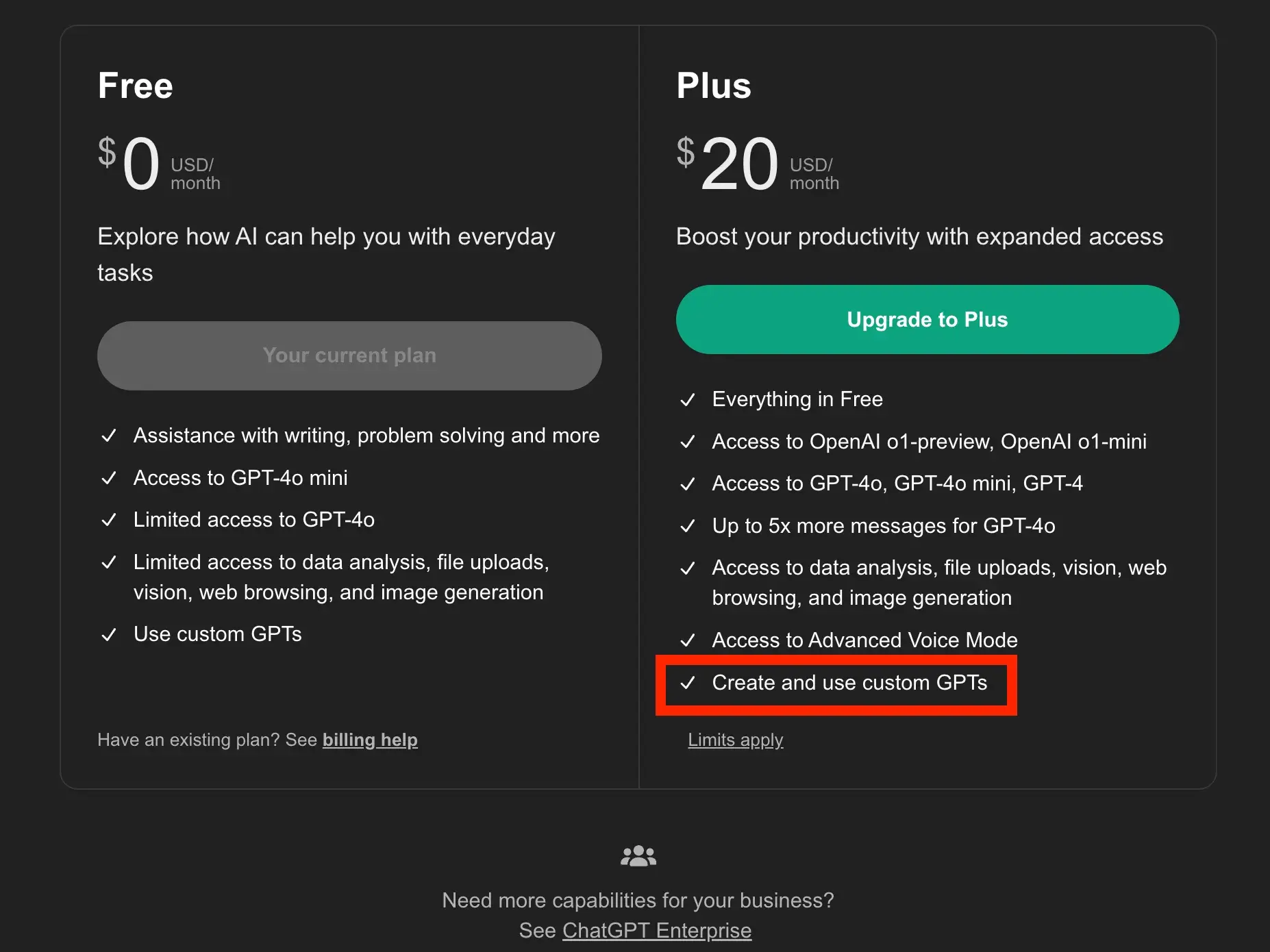 KI-Wissensdatenbank: Benutzerdefinierter GPT-Screenshot