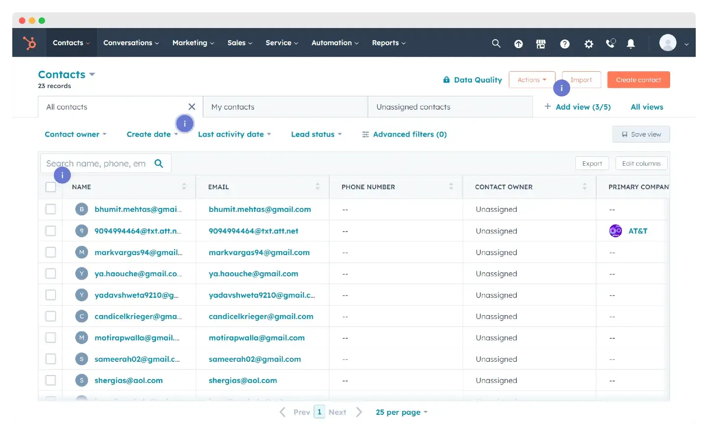 HubSpot CRM; E-Mail-Marketing-Oberfläche für Beratungsunternehmen