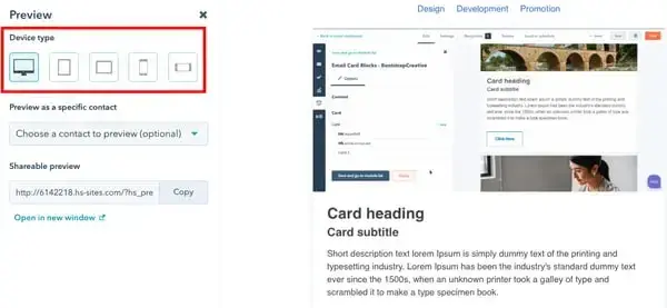 HubSpot mobilresponsive E-Mails; E-Mail-Marketing-Oberfläche für Beratungsunternehmen