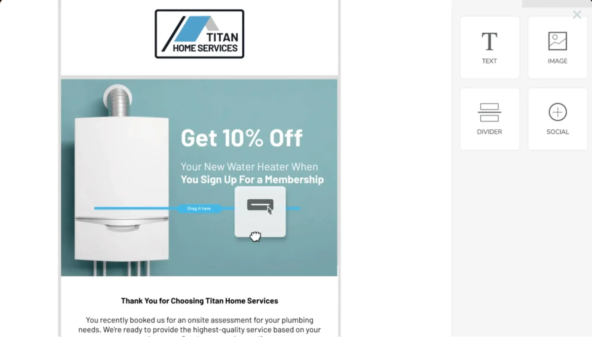ServiceTitan E-Mail-Editor; E-Mail-Marketing für HVAC-Unternehmen