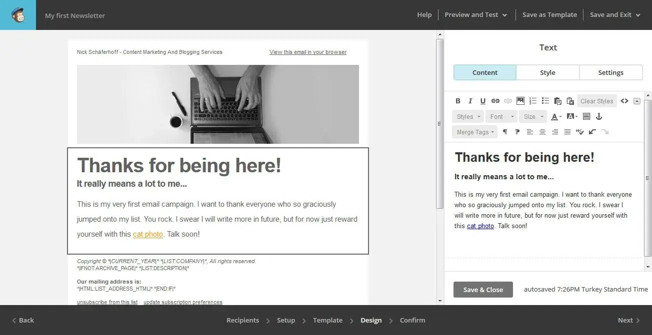 Screenshot Mailchimp