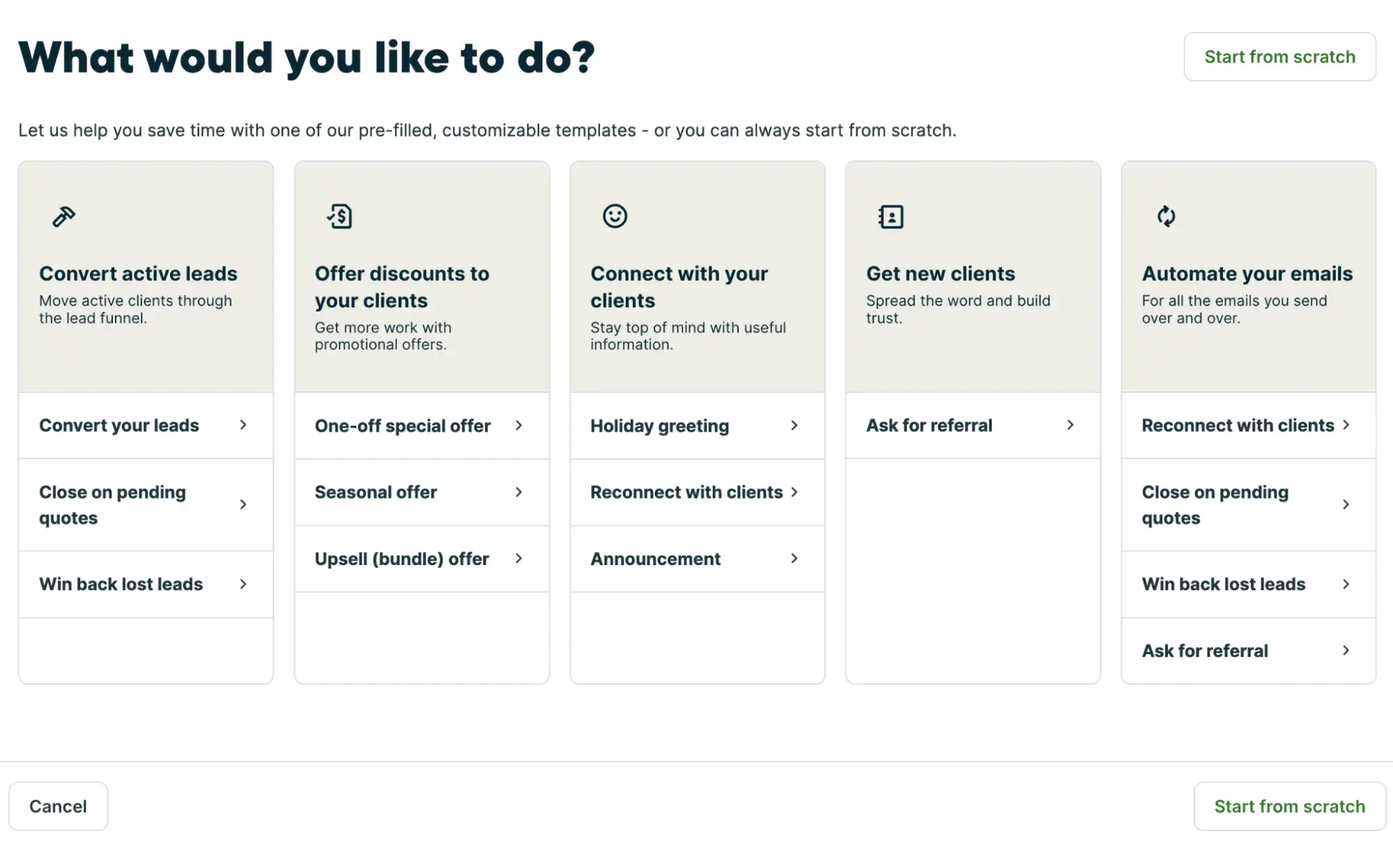 Screenshot der Benutzeroberfläche der E-Mail-Marketing-Software von Jobber