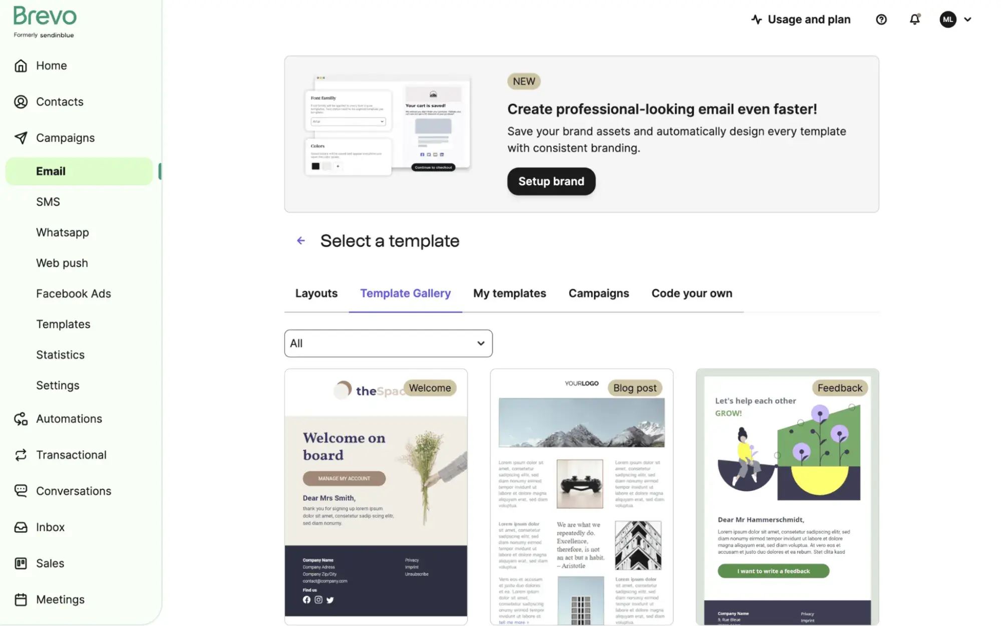 Ein Screenshot der Brevo E-Mail-Marketing-Benutzeroberfläche für die Event-Planung