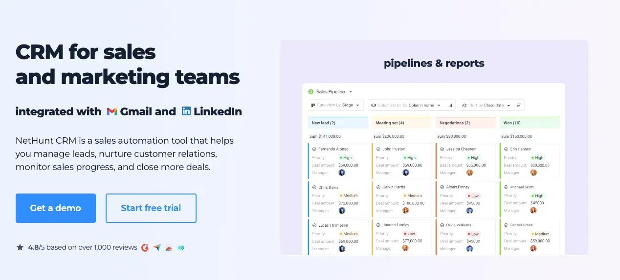 NetHunt ist eine Gmail-fokussierte Salesforce-Alternative.